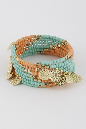 Layered Bead and Coin Bracelet 6ACJ8